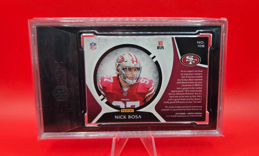 2019 Panini Limited #108 Nick Bosa Material Autographed Silver 65/75 RPA