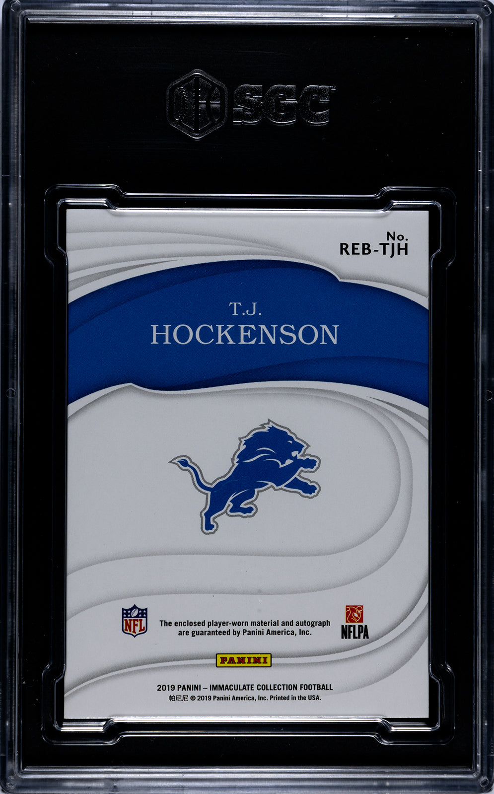 2019 Immaculate Collection TJ Hockenson Rookie Eye Black Material Auto 60/99 REB-TJH