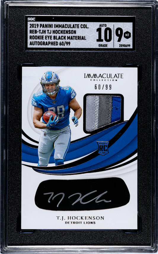 2019 Immaculate Collection TJ Hockenson Rookie Eye Black Material Auto 60/99 REB-TJH
