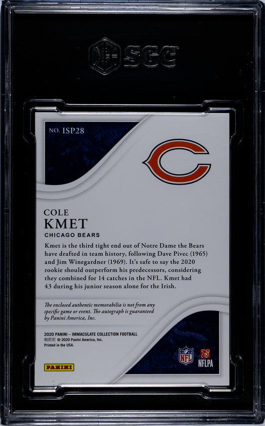 2020 Immaculate Collection Immaculate Rookie Signature Patches #28 Cole Kmet/99
