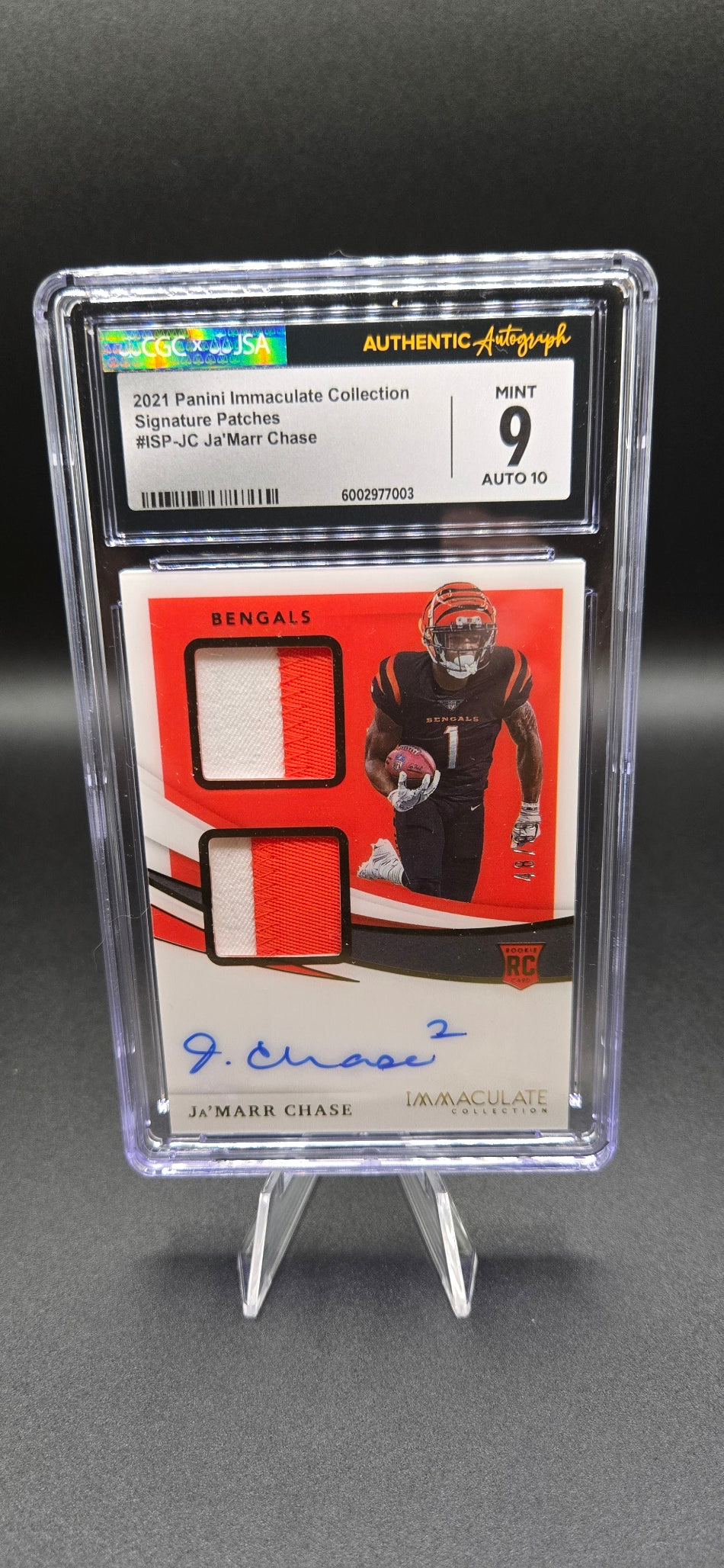 2021 Immaculate Collection Immaculate Rookie Signature Patches #ISP-JC Ja'Marr Chase/99