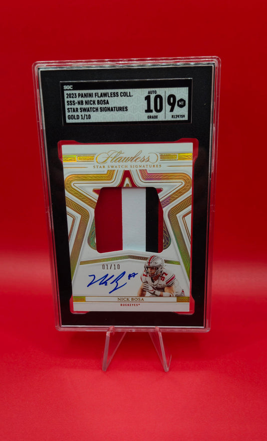 2023 Panini Flawless Coll. Star Swatch Signatures Gold 01/10 #SSS-NB Nick Bosa