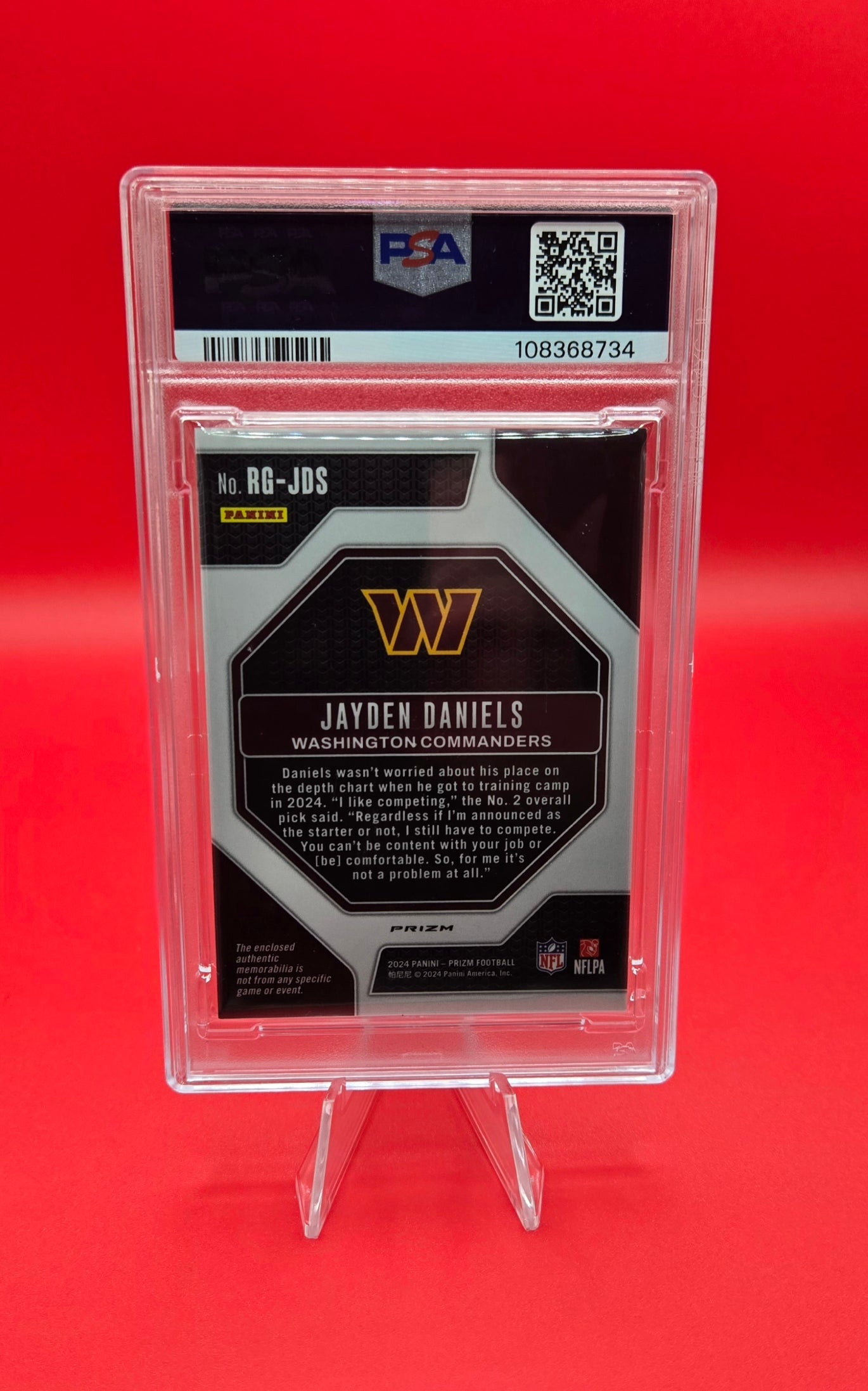 2024 Prizm Jayden Daniels # RGJDS Rookie Gear PSA 9
