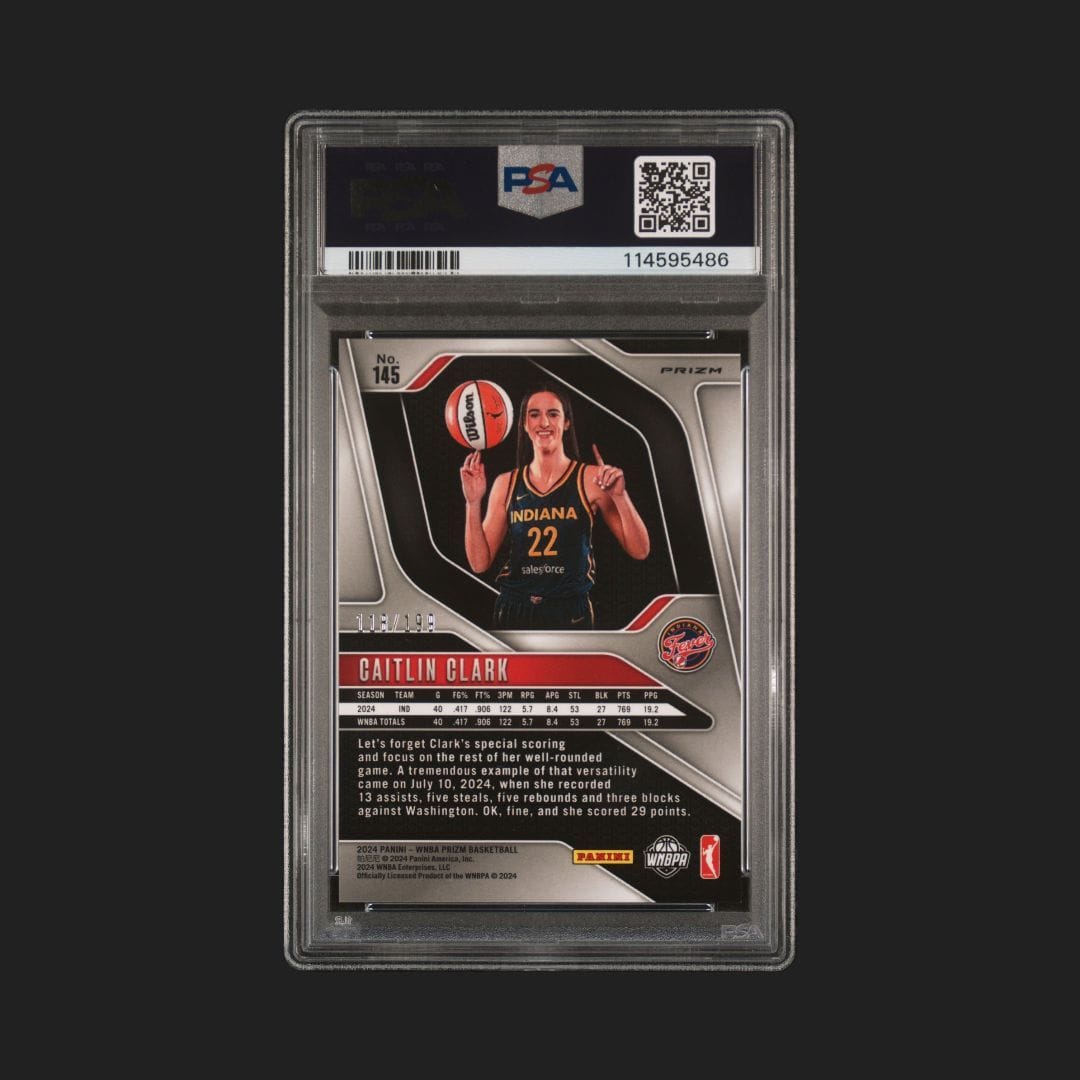 2024 PANINI PRIZM WNBA BLUE PULSAR #145 CAITLIN CLARK 118/199 PSA 8 Fever π₯π