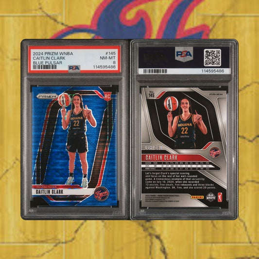 2024 PANINI PRIZM WNBA BLUE PULSAR #145 CAITLIN CLARK 118/199 PSA 8 Fever 🔥🏀