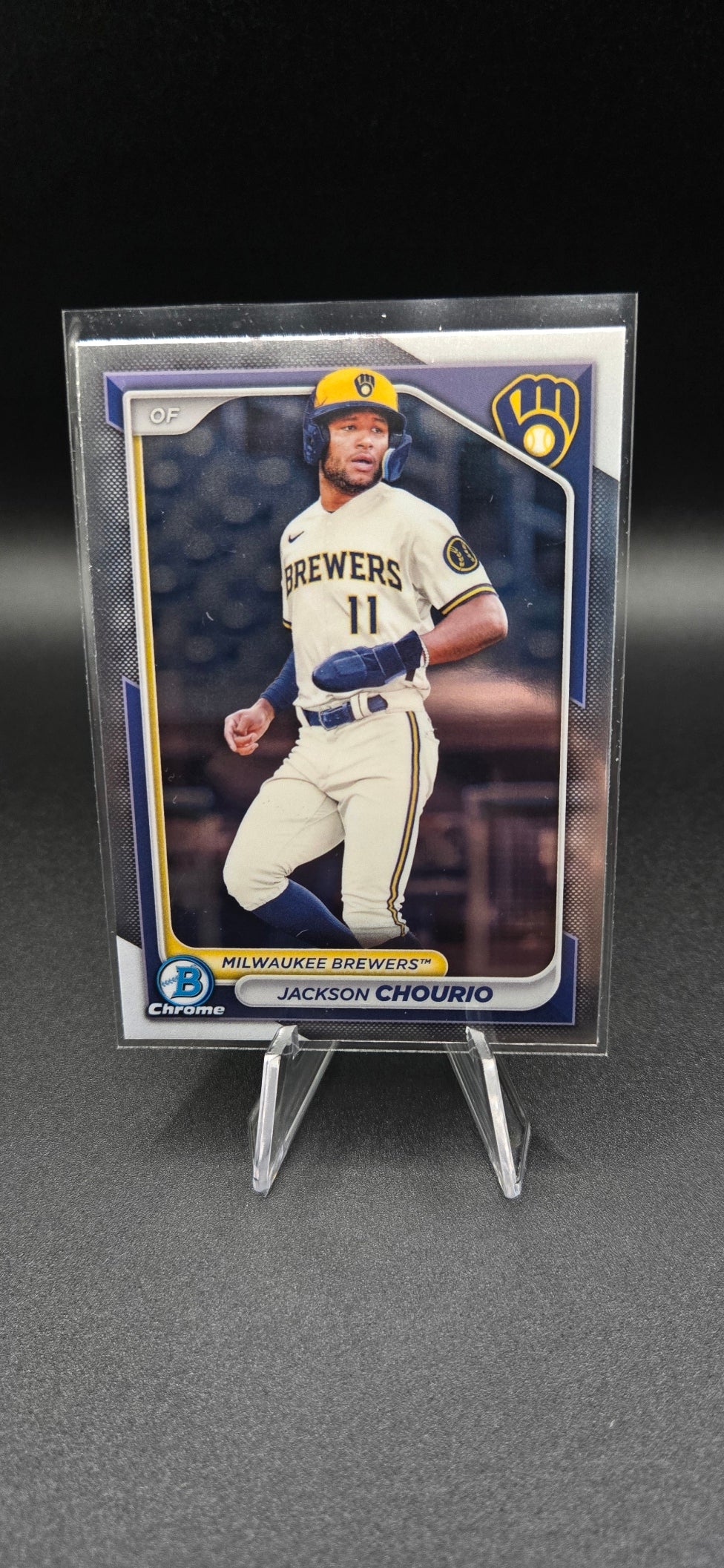 2024 Bowman Chrome Mojo Refractor + Base #BCP-140 Jackson Chourio RC Brewers