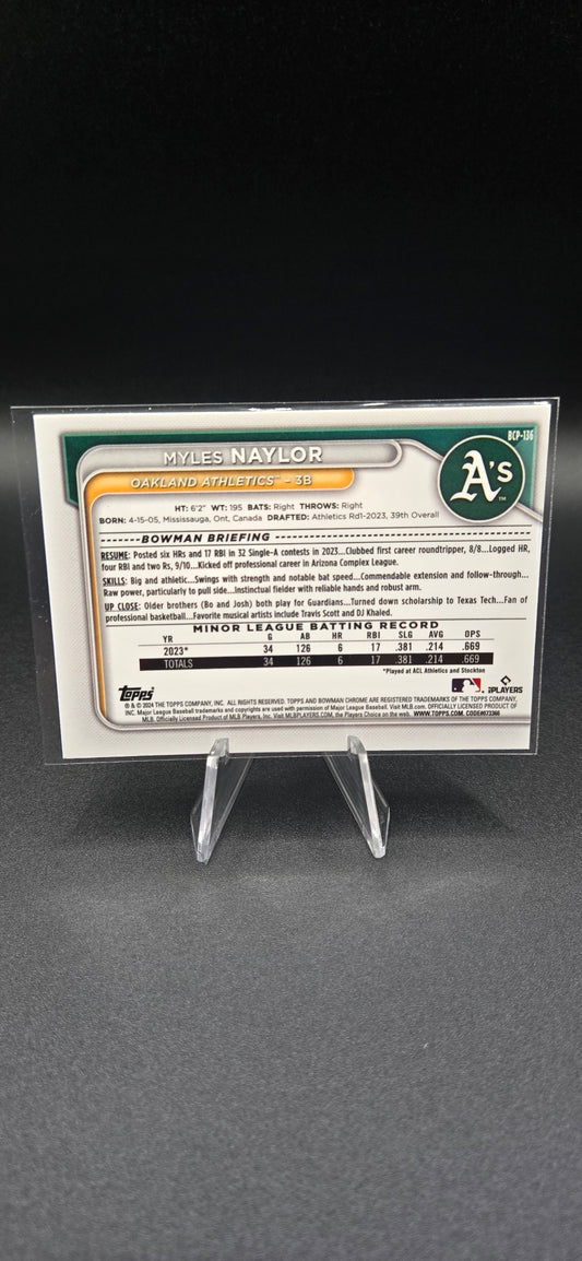 2024 Bowman Chrome Mojo Refractor #BCP-136 Myles Naylor RC Athletics