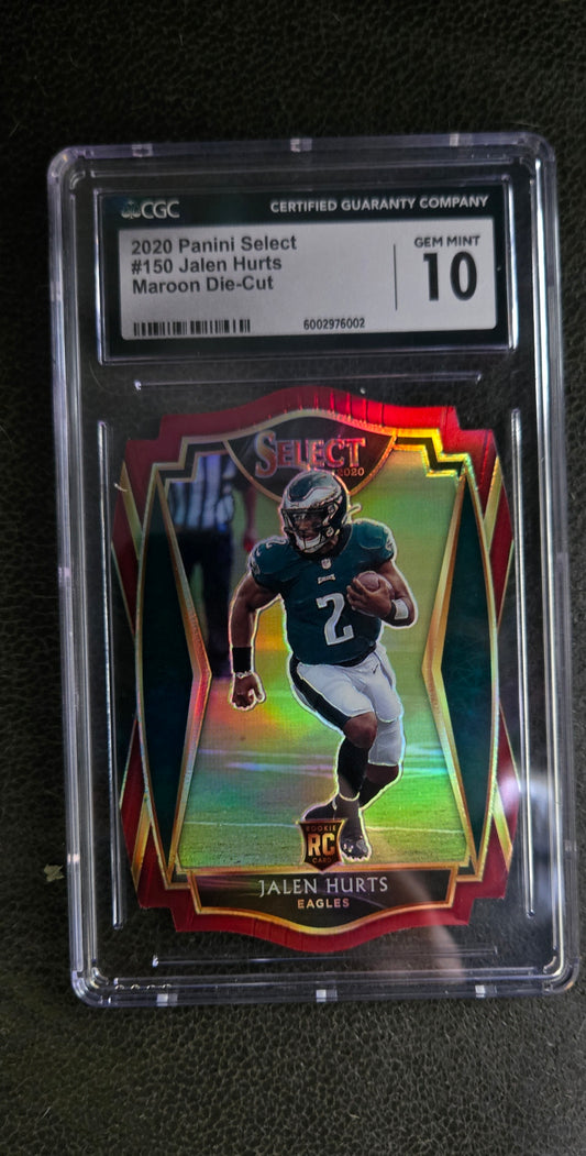 2020 Panini Select - Premier Level Maroon Die-Cut #150 Jalen Hurts (RC) POP 3