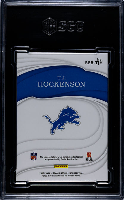 2019 Immaculate Collection TJ Hockenson Rookie Eye Black Material Auto 60/99 REB-TJH