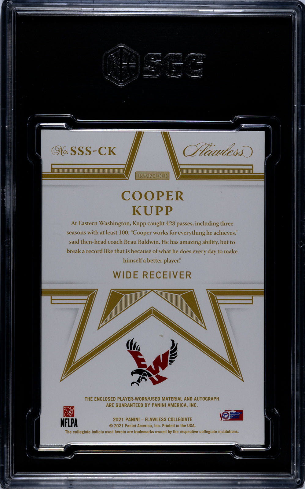 2021 Panini Flawless Coll. SSS-CK Cooper Kupp Star Swatch Sig. Gold 09/10 SGC 9/Auto 10