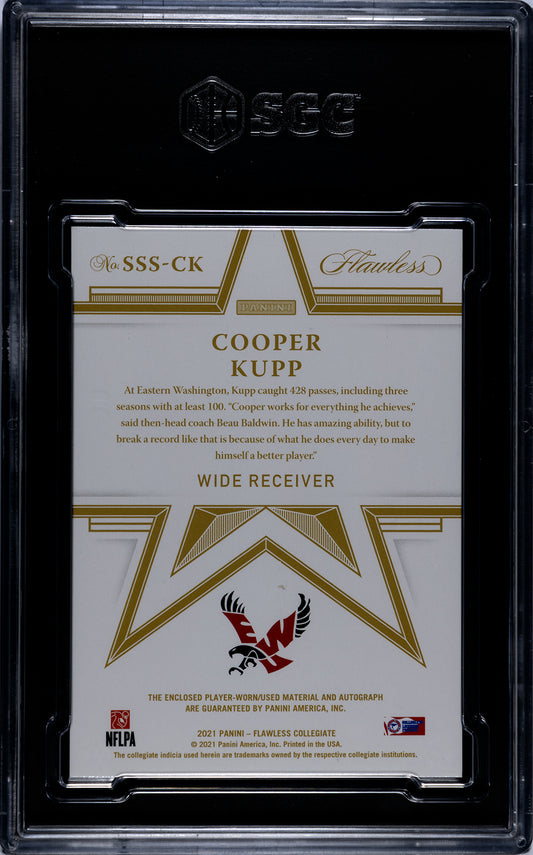 2021 Panini Flawless Coll. SSS-CK Cooper Kupp Star Swatch Sig. Gold 09/10 SGC 9/Auto 10
