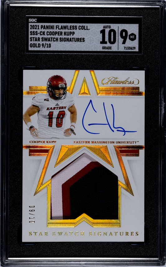 2021 Panini Flawless Coll. SSS-CK Cooper Kupp Star Swatch Sig. Gold 09/10 SGC 9/Auto 10
