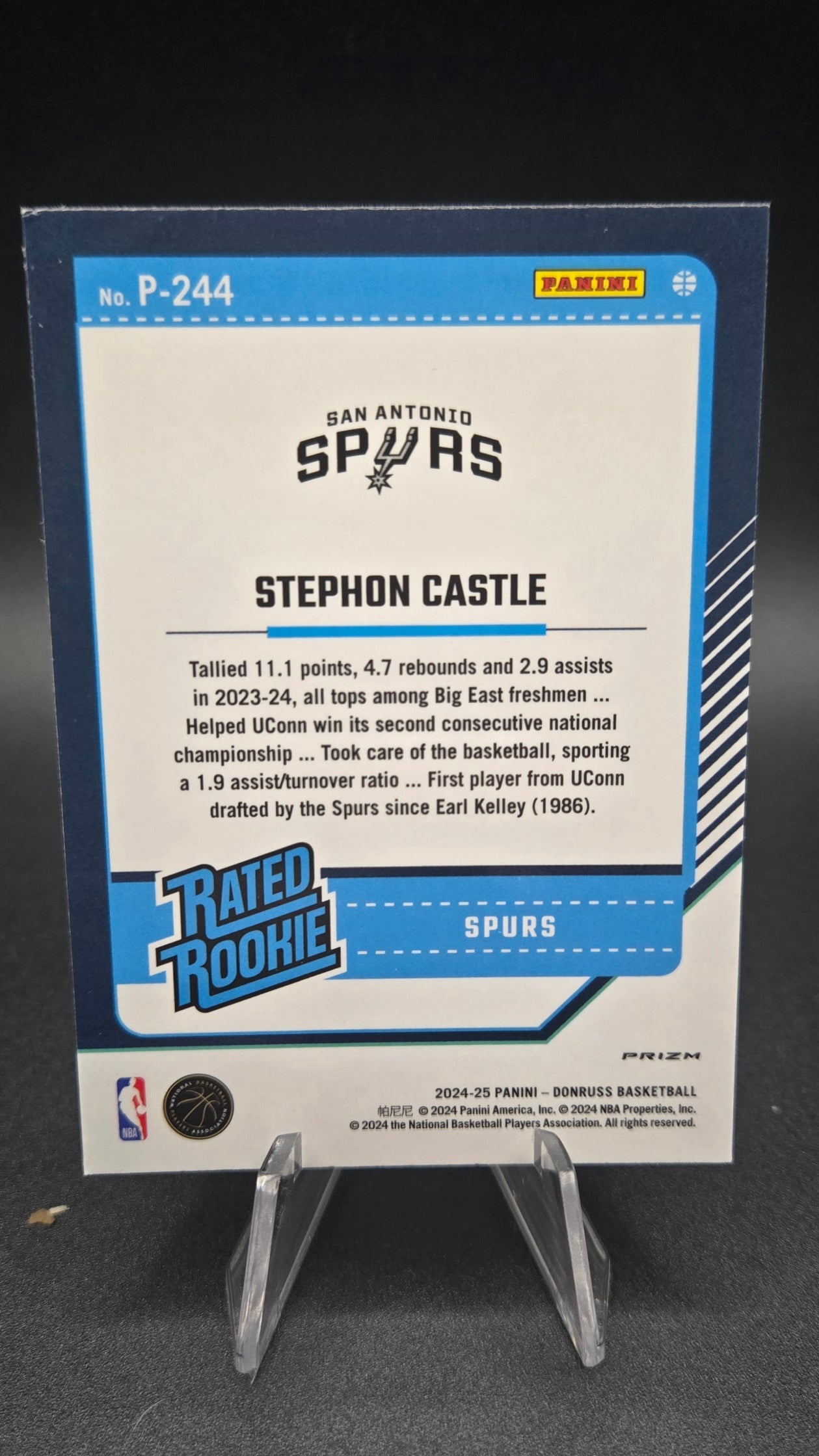 2024-25 Stephon Castle Donruss Optic Silver Ray Wave - #P-244 ROTY Spurs