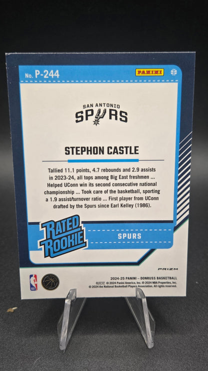 2024-25 Stephon Castle Donruss Optic Silver Ray Wave - #P-244 ROTY Spurs