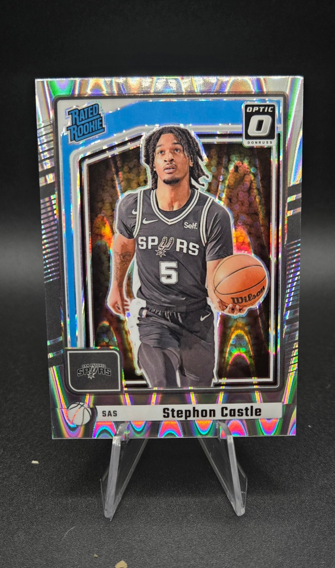 2024-25 Stephon Castle Donruss Optic Silver Ray Wave - #P-244 ROTY Spurs