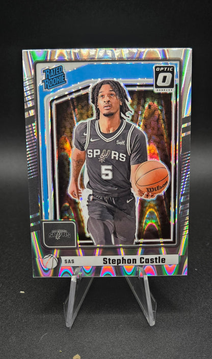 2024-25 Stephon Castle Donruss Optic Silver Ray Wave - #P-244 ROTY Spurs