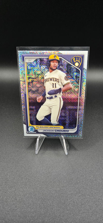 2024 Bowman Chrome Mojo Refractor + Base #BCP-140 Jackson Chourio RC Brewers