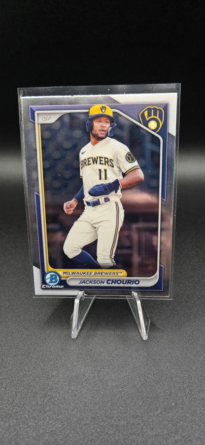 2024 Bowman Chrome Mojo Refractor + Base #BCP-140 Jackson Chourio RC Brewers